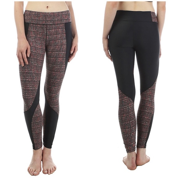 FREE PEOPLE Movement Wild And Free Leggings Black Red Combo Medium - Picture 1 of 5